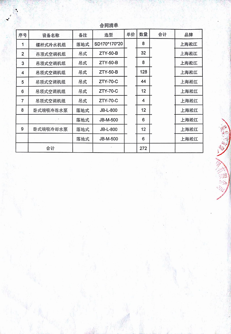 【合肥融僑悅城項目】吊式空調機組彈簧減震器合同
