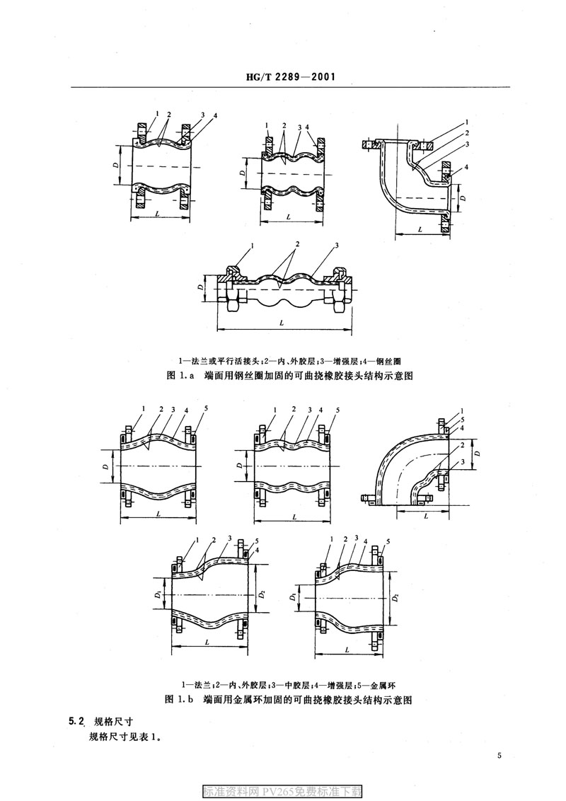 【產品標準】HG/T 2289-2001 可曲撓橡膠接頭