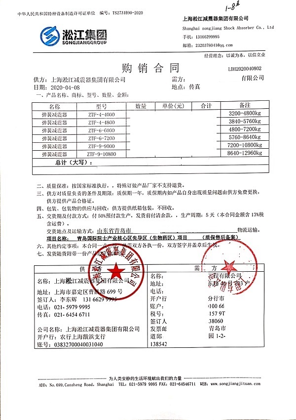 【青島國(guó)際院士生物藥區(qū)項(xiàng)目】彈簧減震器